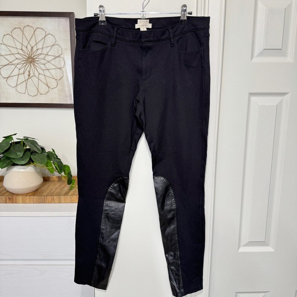{J. Crew} "The GiGi Pant" Black Faux Leather Trim Ponte Skinny Ankle Dress Pants